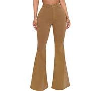 Jeans Donna A Zampa di Elefante Elasticizzati Bootcut Flare A Zampa di Elefante A Vita Alta Lunghi per Donna Jeans Sexy Woman Jeans Donna con Tasche (Marrone,S,S)