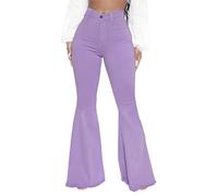 Jeans Donna A Zampa di Elefante Elasticizzati Bootcut Flare A Zampa di Elefante A Vita Alta Lunghi per Donna Jeans Sexy Woman Jeans Donna con Tasche (Viola,XXL,XXL)