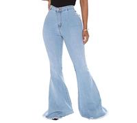 Jeans Donna A Zampa di Elefante Elasticizzati Bootcut Flare A Zampa di Elefante A Vita Alta Lunghi per Donna Jeans Sexy Woman Jeans Donna con Tasche (Blu Chiaro,XL,XL)