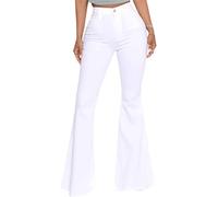 Jeans Donna A Zampa di Elefante Elasticizzati Bootcut Flare A Zampa di Elefante A Vita Alta Lunghi per Donna Jeans Sexy Woman Jeans Donna con Tasche (Bianco,M,M)