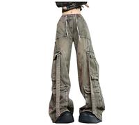 Jeans Donna Baggy, Jeans Donna Vita Alta Y2k con Elastico in Vita Leggeri Eleganti Gamba Dritta Comodi E Morbidi Jeans da Donna a Vita Bassa per La Vita Quotidiana E Lo Sport