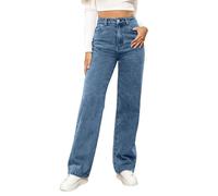 Jeans Donna Baggy, Jeans Wide Leg Donna Gamba Larga Jeans Gotico Baggy Denim Pantaloni a Vita Alta Punk Sciolti Diritti Streetwear Jeans da Donna con Stampa per La Vita Quotidiana E Lo Sport