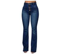 Jeans Donna Elasticizzati a Zampa Pantalone Denim Eleganti Pantaloni