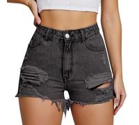 Jeans Donna Gamba Dritta - Jeans Donna Pantaloni Pantaloncini in Denim Aderenti con Tasche e Nappe Elasticizzate Sexy e alla Moda da Donna