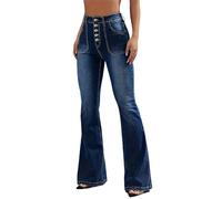 Jeans Donna Gamba Larga - Jeans Nero Donna Jeans da Donna Boyfriend Jeans High PRO Jeans a Gamba Larga Donna Blue Jeans Taglia dalla S alla 2XL