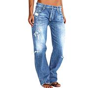Jeans Donna Larghi a Zampa Pantalone Vita Alta Pantaloni Gamba Larga