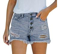 Jeans Donna Shorts Estivi, Pantaloni Corti Sportivo Leggero LavoroBermuda da Escursionismo a Vita Alta con Tasche,Pantaloni Corti da Donna Elasticizzati,Pantaloncini Donna Leggeri Estivi (02-Blue, S)