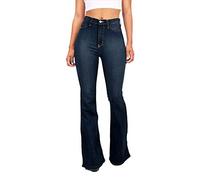 Jeans Donna Stretch Skinny Flared Jeans Vita Bassa Bootcut Eleganti Jeans a Zampa Push Up Pantaloni Campana Elasticizzati Slim Pantaloni a Zampa d'Elefante,Retro Denim Pantaloni a Gamba Larga 3XL