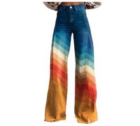 Jeans Donna Vita Alta a Gamba Stile Casual Gambe Dritte Pantaloni in Denim Elasticizzato Comodi con Cintura Elastica e Tasche Elegante Curvy Jeans Donna Vita Alta Gamba Adatto per Yoga