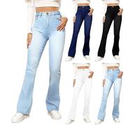 Jeans Donna Vita Alta Autunno Invernali Jeans Elasticizzati Donna Largo Tinta Unita Pantaloni a Palazzo Semplice Casual Morbido Comodo per Vacanze, Ufficio, Casa o Sport