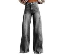 Jeans Donna Vita Alta Estivi Pantaloni Denim Gamba Dritta Casual Jeans Vintage Gamba Larga Pantalone Leggeri Pantalone con Tasche Wide Leg Pants e Ragazza Streetwear