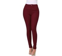 Jeans elasticizzati da donna di grandi dimensioni, jeans da donna skinny push up, pantaloni a vita media slacks stretti piccole gambe con portachiavi casual tinta unita taglio denim chic multiuso