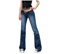 Jeans elasticizzati da donna in denim, slim distressed jeans con tasche, da donna, lifting Butt Plus Size Pantaloni a vita alta, elasticizzati, gamba dritta, pantaloni casual per il tempo libero