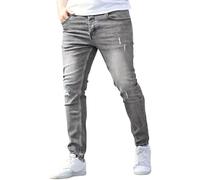 Jeans Elasticizzati Slim Fit da Uomo, Jeans Skinny Strappati, Gamba Dritta, Pantaloni Cargo in Denim Strappati e rovinati