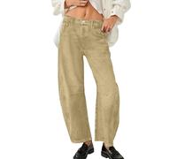 Jeans Gamba Larga Donna - Donna Jeans Elasticizzati Jeans a Botte a Vita Media da Donna Pantaloni in Denim Corti a Vita Media con Gamba Larga Jeans Larghi con Tasche