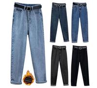 Jeans Imbottiti Donna, Pantaloni Termici Donna Invernali Jeans Plus Size Elastico Fodera In Pile Sportivi Leggings Con Tasche Uscire Pantaloni Vello Invernale Pantalone Regalo