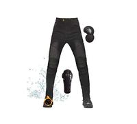 Jeans Impermeabili Caldi Pantaloni Da Moto Tessuto Impermeabile Ad Alta Elasticità 4 Protezioni Staccabili Per Proteggere Ginocchia E Fianchi (3 Tipi Di Equipaggiamento Protettivo, 2 Colori)