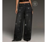 Jeans in denim a gamba larga e ampi per donna, eleganti, stile hot girl, con strass a forma di stella, adatti a tutte le stagioni, versatili per pendolarismo e scuola, stile Y2K millennium L,M,S,XSCol