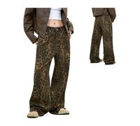 jeans Jeans Leopardati Pantaloni Casual Unisex Jeans Stampa Leopardata Hip Hop Gamba Larga Dritta Con Tasche Con Cerniera E Bottoni Streetwear For Giovani Jeans Svasati ( Color : Leopard Print , Size