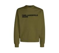 JEANS KARL LAGERFELD, DA UOMO, MODELLO REGULAR ESSENTIAL, IN FELPA CON LOGO, TAGLIA XTRA SMALL, COLORE: VERDE EDERA