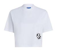 Karl Lagerfeld Jeans Regular Cropped Monogram Tee T-Shirt, Bianco, XS Donna