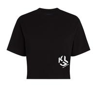 Karl Lagerfeld Jeans Regular Cropped Monogram Tee T-Shirt, Nero, M Donna