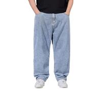 Jeans larghi a gamba larga taglie forti: jeans dritti da uomo U Classic Basic Denim Jeans Classic Fit Jeans larghi per me Jeans hip hop Streetwear Jeans rilassati - Jeans da uomo UK Baggy, Azzurro, S