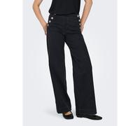 Jeans larghi a vita alta con bottoni laterali Nero 40 (IT) - W27 L32 (US) Tinta unita