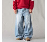 Jeans larghi e ampi con lavaggio medio blu, jeans ampi e morbidi da uomo, jeans oversize unisex, jeans vintage lavati con effetto consumato a forma di luna L,M,S,XL,XXLColore unico,stampa dappertuttoD