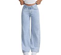 Jeans Larghi Ragazze Pantaloni a Gamba Larga da Ragazza Palazzo Lunghi in Denim Casual Baggy Elasticizzati Dritti Slim Fit Dritta Pant Versatile Moda Streetwear