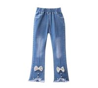 Jeans Larghi Ragazze Slim da Bambina Ragazza Vita Bassa a Zampa Alta Fit Elasticizzati Pantaloni Gamba Dritta Larga Pant Pants Stile retrò Strada