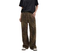Jeans Leopardato Pantalone Jeans con Leopardo Marrone Chiaro Pantaloni da Donna Oversize a Gamba Larga Pantaloni da Strada Stile Hip Hop Vintage Largo Pantaloni Leopard Jeans Donna & Uomo Pantaloni