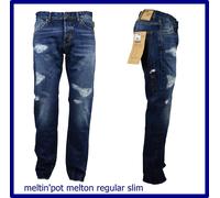 jeans meltin pot uomo regular fit pantaloni di cotone w33 46 strappati strappato