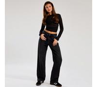 Jeans neri lavati a gamba dritta, casual per /estate, carini stile anni '90 e Y2K, adatti per ribelli, concerti western, festival, vacanze, inverno, look chic quotidiano L,M,S,XSColore unicoDenim