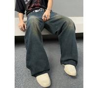 Jeans neri lavati stile vintage Y2K da uomo, con gamba larga e rilassata, vestibilità dritta e comoda, regalo perfetto per il marito o il fidanzato L,M,S,XL,XS,XXLDenim