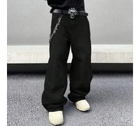 Jeans neri lavati stile vintage Y2K da uomo, con gamba larga e rilassata, vestibilità dritta e comoda, regalo perfetto per il marito o il fidanzato L,M,S,XL,XS,XXLDenim