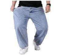 Jeans oversize - Jeans da uomo, elasticizzati, a vita alta, elasticizzati, dritti, in denim, per il tempo libero, pantaloni cargo, d, L