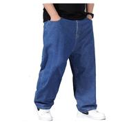 Jeans oversize - Jeans da uomo, elasticizzati, a vita alta, elasticizzati, dritti, in denim, per il tempo libero, pantaloni cargo, a, M