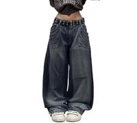 Jeans oversize per le donne Jeans cargo larghi con tasche multiple Y2k Streetwear Pantaloni casual a vita medio alta Plus Size Salopette grafica divertente Max Pantaloni per uscire Hippy Loungewear