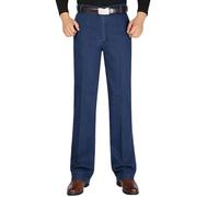 Jeans per gli uomini più anziani, Jetjeans Denim elasticizzato per uomo, jeans da uomo con elastico in vita, pantaloni casual classici in denim, Blu, 54