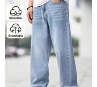 Jeans per ragazzi pre-adolescenti blu chiaro estivi ampi casual con cerniera classici resistenti per la scuola morbidi audaci eleganti cool freschi accoglienti liberi per ragazze e bambini 8Y,9Y,10Y,1
