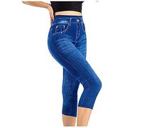 Jeans Pinocchietto Donna Jeans Pinocchietto Estivi Casual Skinny 3/4 Jeans Vita Alta Elasticizzati Denim Pantaloni al Ginocchio Taglie Forti Elastico Pantaloni 3/4 Push Up Sexy Bermuda Jeans Leggins