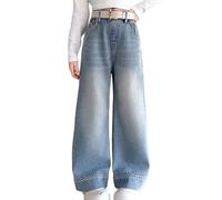 Jeans Ragazze Pantaloni in Denim Palazzo a Gamba Larga Elasticizzati Dritti Slim Fit Bootcut Y2K Streetwear