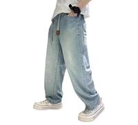 Jeans Ragazzo Bambino Dritto Baggy Pantaloni Comodi Tinta con Elastico in Vita Casual Cool Boy Alta Oversize Classici da Cowboy a Gamba