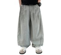 Jeans Ragazzo Bambino Dritto Baggy Pantaloni con Elastico in Vita Strappati Elasticizzata Y2K Hip Hop Moda Casual Streetwear da Cowboy a Gamba