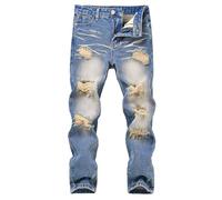 Jeans Ragazzo Regular Fit - Pantaloni in Denim consumati per Ragazzi - per la Moda Autunno Inverno - Pantaloni Casual da Strada con Ginocchia per Adolescenti e Bambini più Grandi