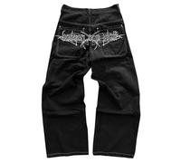 Jeans Regular Uomo Invernali - Larghi da | Pantaloni Casual da | da Jogging in Denim Stile Perfetti per La Scuola Le Corse in Strada Le Vacanze Le Feste SenhE (Black S)