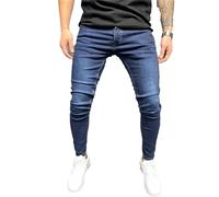 Jeans skinny elasticizzati da uomo, slim fit, aderenti, gamba affusolata elasticizzata, Blu scuro, L