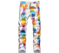 Jeans Skinny Uomo, Jeans Elasticizzati Uomo Estivi Cargo in Tessuto Standard Sportivo Multitasca per La Bocca del Piede Corda in Vita Patchwork Nastro Jeans Cargo Uomo per Tempo Libero