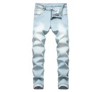 Jeans Slim Fit Uomo, Jeans Uomo Strappati Regular Cargo in Tessuto Standard Sportivo Multitasca per La Bocca del Piede Corda in Vita Patchwork Nastro Jeans Cargo Uomo Abbigliamento Sportivo